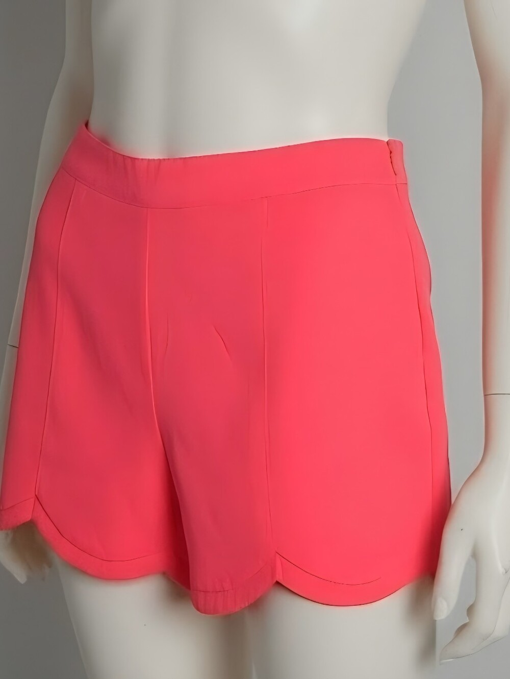 Bright Coral Scallop Hem Shorts